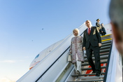 Ankunft des türkischen Präsidenten Recep Tayyip Erdoğan und seiner Frau Emine am Hamburger Flughafen. 