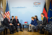 Bilaterales Gespräch von Bundeskanzlerin Angela Merkel und US-Präsident Donald Trump im Vorfeld des G20-Gipfels.
