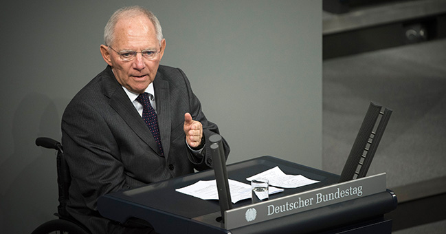 Wolfgang Schäuble, Federal Finance Minister, speaks in the German Bundestag on the 2017 budget.