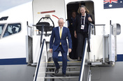 Arrival of Australian Prime Minister Malcolm Turnbull at the Hamburg Airport.