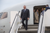 The President of Brazil, Michel Temer, arrives at Hamburg Airport.