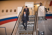 Russian President Vladimir Putin arrives at Hamburg Airport.