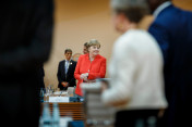 Federal Chancellor Angela Merkel before the kick-off meeting of the G20 summit on global growth and trade.