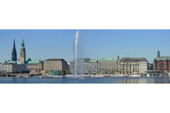 Panoramic view of Hamburg and the Alster Lake