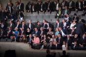 Blick auf die Loge mit den G20-Teilnehmern vor dem Konzert in der Elbphilharmonie im Rahmen des G20-Gipfels.