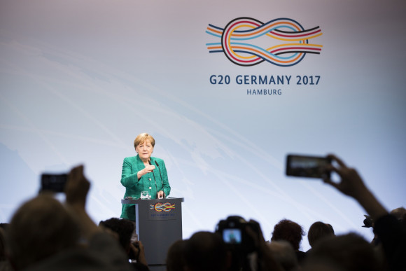 Bundeskanzlerin Angela Merkel bei der Abschlusspressekonferenz des G20-Gipfels.