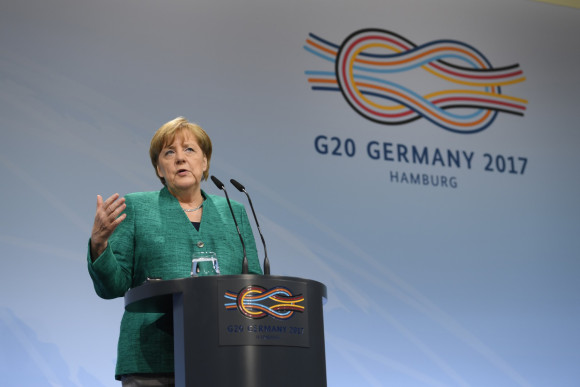 Bundeskanzlerin Angela Merkel bei der Abschlusspressekonferenz des G20-Gipfels.