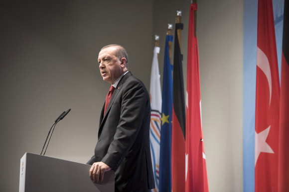 Recep Tayyip Erdoğan, Präsident der Türkei, gibt eine Pressekonferenz nach dem G20-Gipfel.