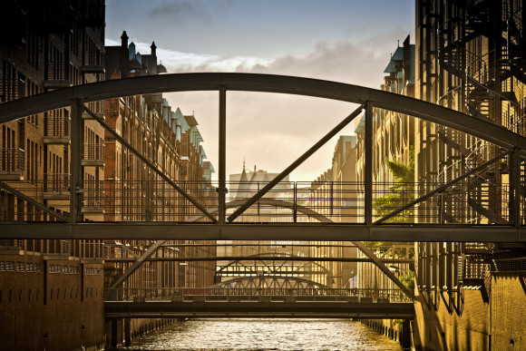 Die historische Speicherstadt in Hamburg.