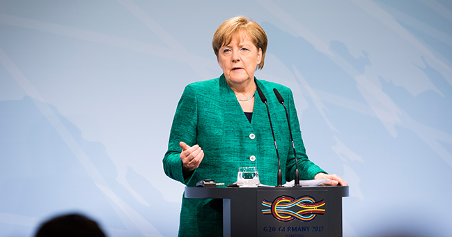Chancellor Angela Merkel speaks at the final press conference of the G20 summit.