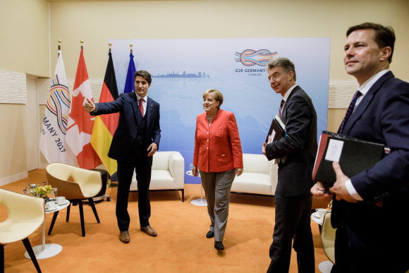 Federal Chancellor Angela Merkel meets Justin Trudeau, Prime Minister of Canada, for bilateral talks.