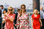Brigitte Macron, wife of the French President, and Juliana Awada, wife of the President of Argentina, on their way to a restaurant during the partner programme at the G20 Summit.