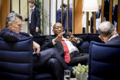 Jacob Zuma, President of South Africa, in conversation with the President of Argentina, Mauricio Macri, before the G20 summit’s retreat on counter-terrorism.