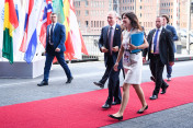 Vladimir Putin, President of Russia, arrives at the Elbphilharmonie for the evening programme.