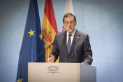 Spanish Prime Minister Mariano Rajoy Brey holds a press conference following the G20 summit.