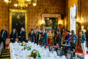 Olaf Scholz, Hamburg's First Mayor, giving the G20 leaders' accompanying partners a guided tour of Hamburg City Hall.