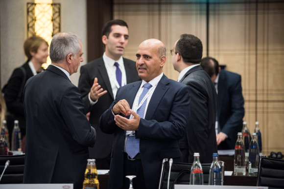 The G20 Sherpa Meeting in the conference room of Berlin's Hilton Hotel